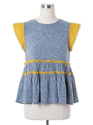 THML Brown Eyed Knit Top in Blue (view 1)