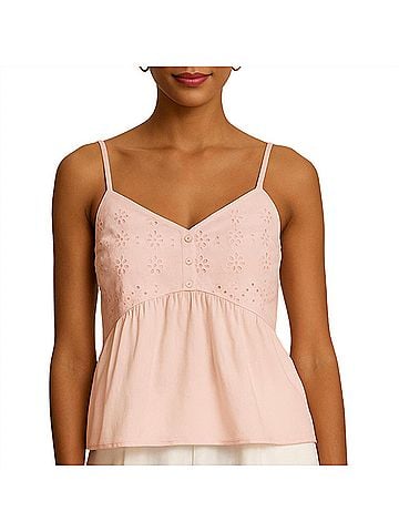 Velvet by Graham & Spencer Aliah Eyelet Tank Top in Ballet (view 2)