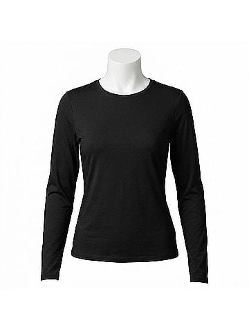 Lilla P Long Sleeve Crew Tee in Black (view 1)