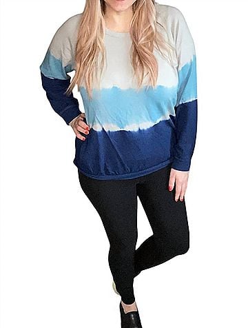 Kori America Dye Terry Long Sleeve Top in Blue Horizon (view 2)