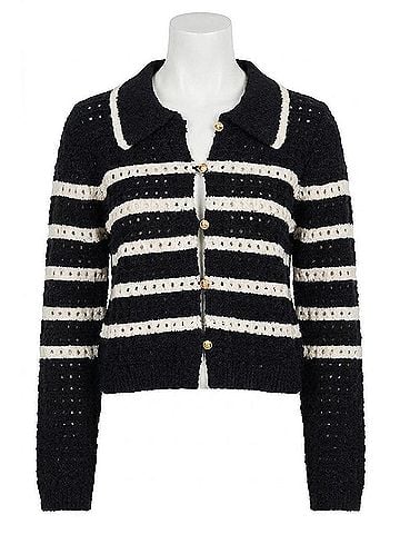 Line & Dot Let Me Be Cardigan in Black &amp; Ivory (view 1)