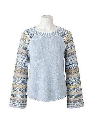Tribal Long Sleeve Scoop Neck Sweater in Chambray (view 1)
