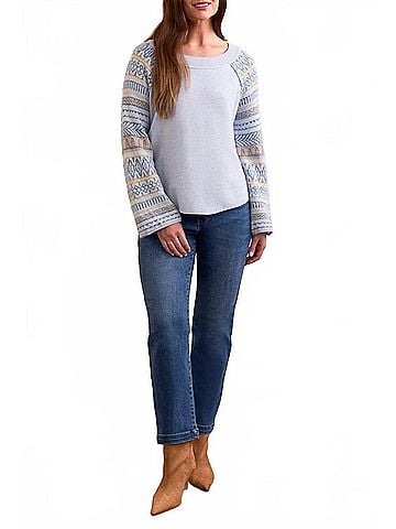 Tribal Long Sleeve Scoop Neck Sweater in Chambray (view 2)