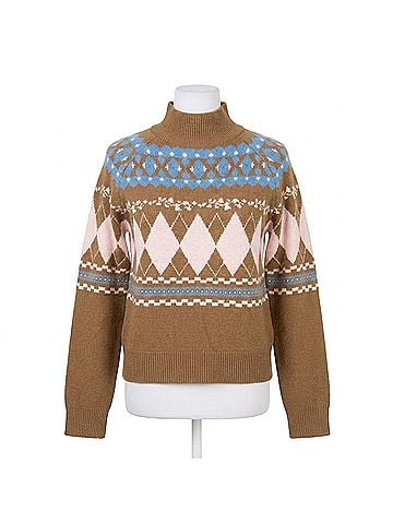 THML Fair Isle Argyle Sweater in Tan (view 1)