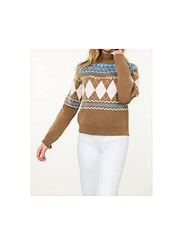 THML Fair Isle Argyle Sweater in Tan (view 2)