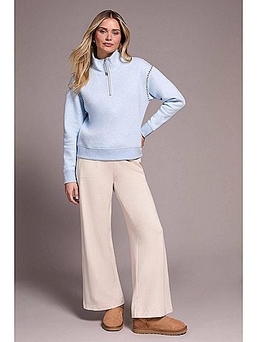 Tribal Zip Funnel Neck Sweater in Chambray (view 2)