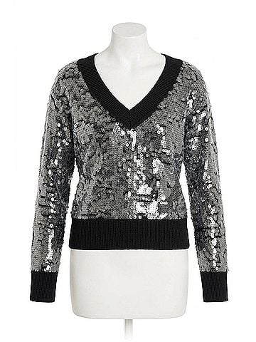 Milly Ilaria Sequin V-Neck Sweater in Black (view 1)
