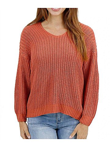Grace & Lace Boyfriend Slouchy Knit Sweater in Ginger Spice (view 2)