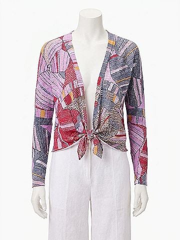 Nic + Zoe Mia Mosaic Floral Four-Way Cardigan in Pink Multi (view 1)
