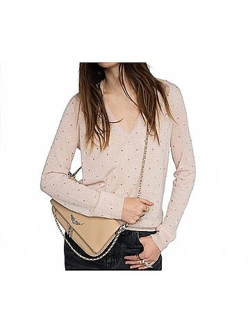Zadig & Voltaire Rivy V-Neck Diamant?© Rhinestone Sweater in Pink (view 2)