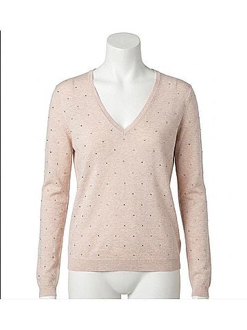 Zadig & Voltaire Rivy V-Neck Diamant?© Rhinestone Sweater in Pink (view 1)