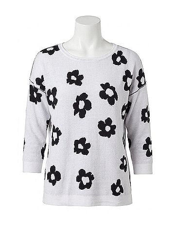 Tribal Rosalie Reversible Daisy Sweater in Black And White (view 1)