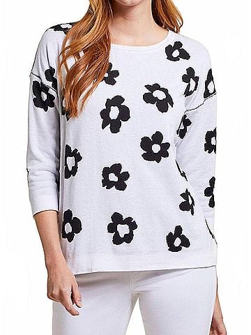 Tribal Rosalie Reversible Daisy Sweater in Black And White (view 2)