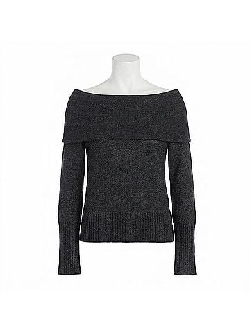 Closed Wide Collar Long Sleeve Top in Black (view 1)