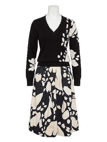 Nic + Zoe Evie Evening Petal Sweater in Black And Off-White (view 1)