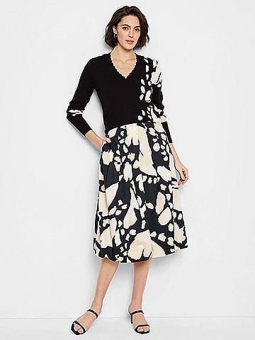 Nic + Zoe Evie Evening Petal Sweater in Black And Off-White (view 2)