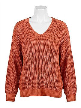 Grace & Lace Boyfriend Slouchy Knit Sweater in Ginger Spice (view 1)