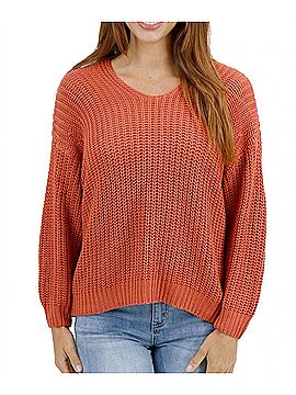 Grace & Lace Boyfriend Slouchy Knit Sweater in Ginger Spice (view 2)