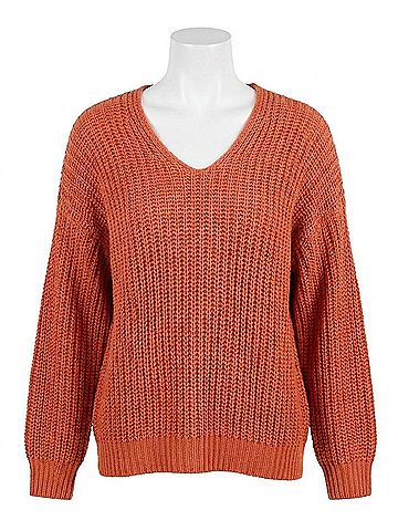 Grace & Lace Boyfriend Slouchy Knit Sweater in Ginger Spice (view 1)