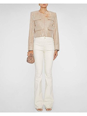 Self-Portrait Champagne Sequin Jacket in Tan (view 2)
