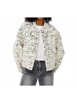 ESQUALO Sequine Bomber Jacket in Off White (view 2)