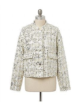 ESQUALO Sequine Bomber Jacket in Off White (view 1)