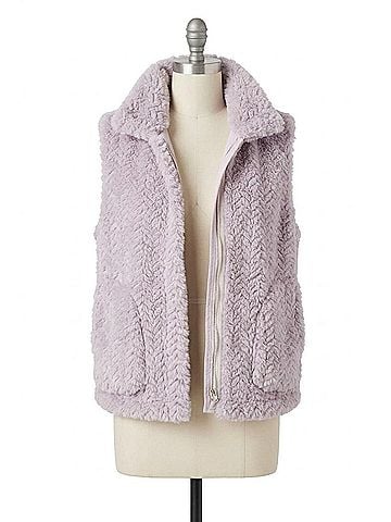 Tribal Frostine Faux Fur Sleeveless Vest in Fair Orchid (view 1)