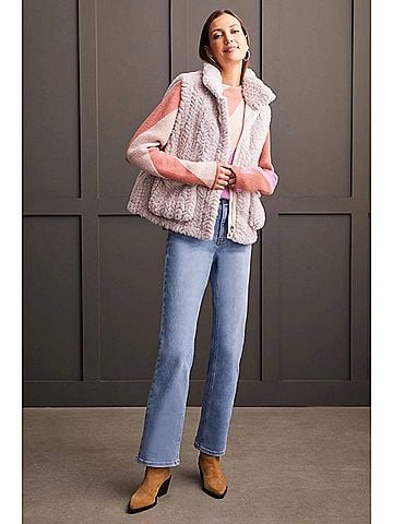 Tribal Frostine Faux Fur Sleeveless Vest in Fair Orchid (view 2)