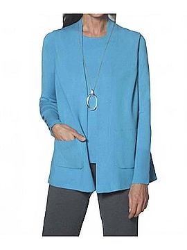 J'envie Women's Slit Pocket Vest in French Blue (view 2)