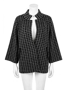 J'envie Women's 3/4 Sleeve Single Button Knit Houndstooth Jacket in Black (view 1)