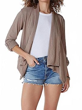 Bobi Draped Front Blazer in Hazelnut (view 2)