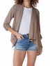 Bobi Solid Brown Draped Front Blazer in Hazelnut Size L - photo 2