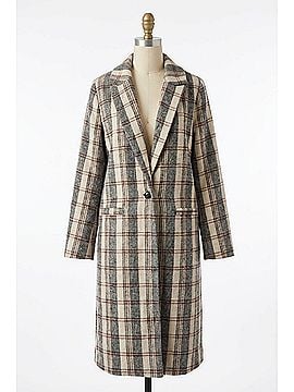 Sage the Label Orchard Plaid Long Coat in Beige (view 1)