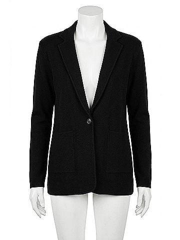 Minnie Rose Cotton Blend Fitted Blazer in Black (view 1)