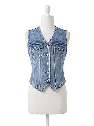 Hidden Jeans Rory Denim Button Down Vest in Dark Wash (view 1)