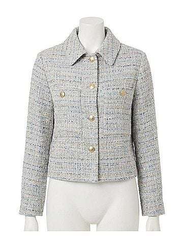 ESQUALO Janny Tweed Jacket in Blue (view 1)