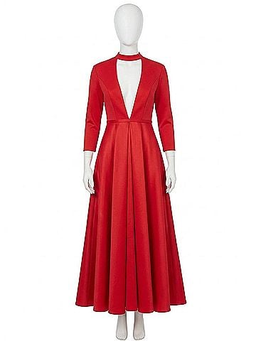 Rachel Allan Deep V-Neck Choker Knee Length Formal Dress in Red (view 1)