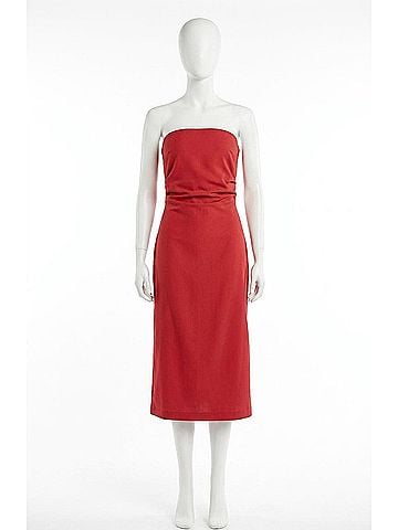 Sage the Label Take Action Pleated Tube Midi Dress in Garnet (view 1)