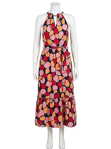 THML Miracle Midi Dress in Red Multi (view 1)