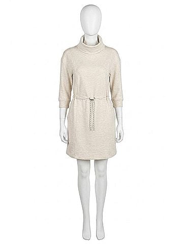 Tribal 3/4 Sleeve Funnel Neck Dress - Plus in Heather Frostgrey (view 1)