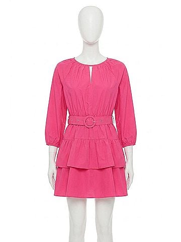 Adelyn Rae Trina Poplin Mini Dress in Fuchsia (view 1)