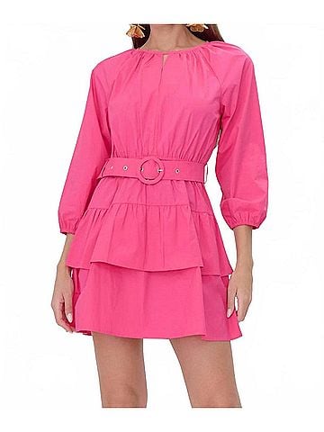 Adelyn Rae Trina Poplin Mini Dress in Fuchsia (view 2)