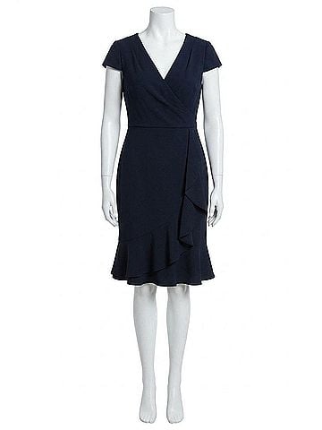 London Times Ruffled Draped Skirt Sheath Dress in Twilight Navy (view 1)