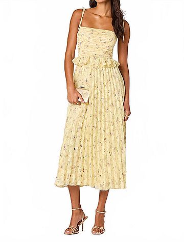 Astr Emerys Midi Dress in Yellow Floral (view 2)