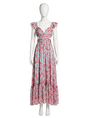 Astr Primrose Strappy Back Maxi Dress in Pink Aqua Floral (view 1)