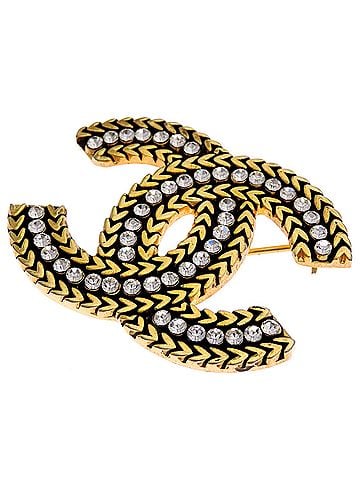 Chanel Chanel Coco Mark Rhinestone Brooch for Women and Men (GP) (view 2)