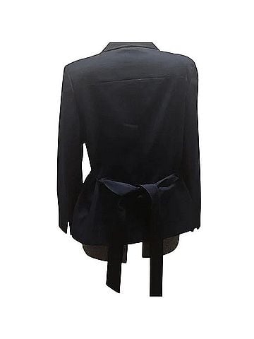 Le Suit Belted Navy Blue Blazer Blazer (view 2)