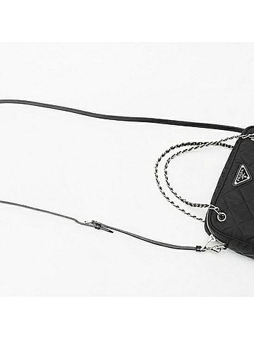 Prada Prada chain shoulder bag, model 1BH910, quilted nylon, black. (view 2)
