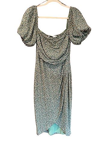 Astr Square Neck Bubble Sleeve Dress Casual Dress (view 2)
