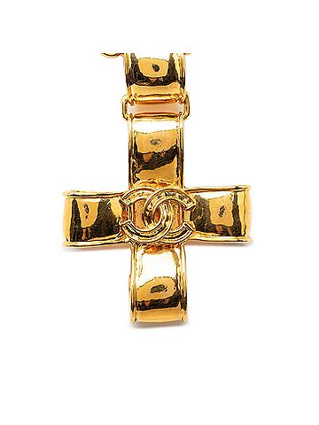 Chanel Chanel Vintage Coco Mark Cross Motif Rogue Chain Necklace Gold Plated Women's CHANEL (view 1)
